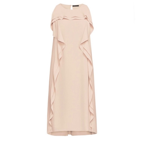 BCBGMAXAZRIA PINK ASYMMETRICAL RUFFLE MINI DRESS - Picture 10 of 11